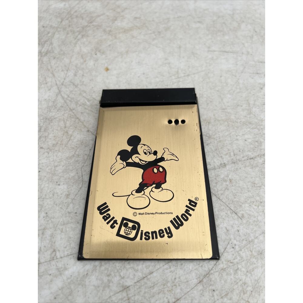 Vintage Walt Disney World Metal Paper Notepad Holder Mickey Minnie Mouse